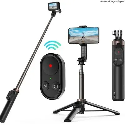 Telesin 3in1 Selfie-Stick 60 cm mit Steuerung für GoPro und Handys