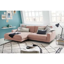 KAWOLA Ecksofa Cara Cord Recamiere rechts rosa