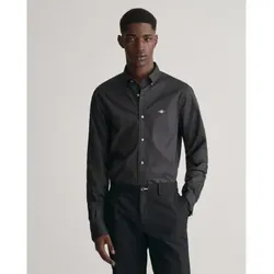Gant für Herren. 3000102 Klassisches Popeline-Hemd Slim Fit schwarz (L), Lässig, Party, Baumwolle, Langarm, Nachhaltig