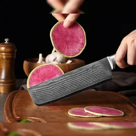 Wakoli EDIB Nakiri Messer I 17,50 cm Klinge aus 67 Lagen Damaststahl I Pakkaholzgriff