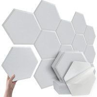 10 Pcs 12mm 36x32cm Hexagon Akustikpaneele Akustikplatten Schaumstoffplatte Schalldicht Akustikschaumplatten Selbstklebend Schalldämmung für Akustische Maßnahmen Decken Tür Wanddekoration Weiß