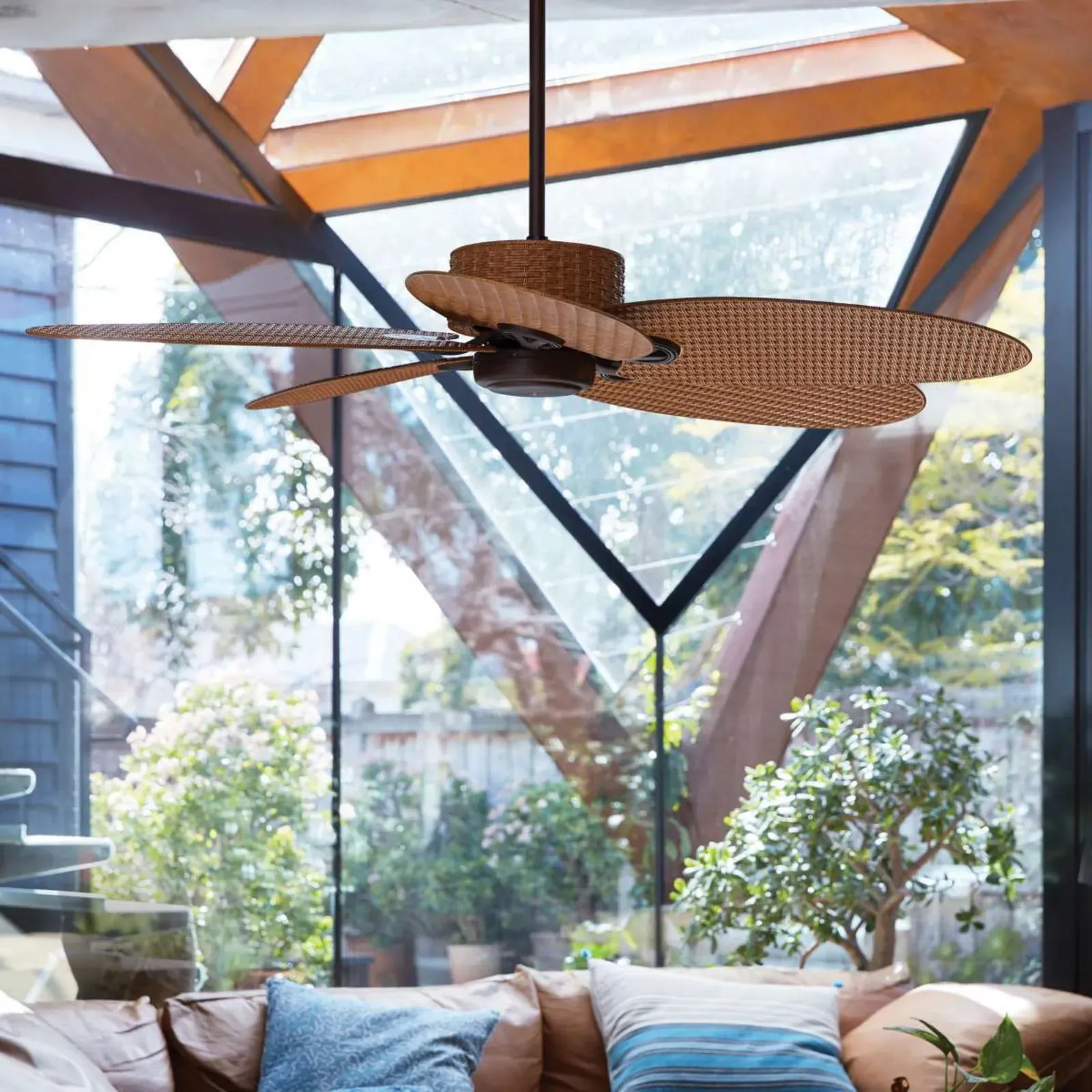 Fijian II Deckenventilator, braun, Ø 132 cm, leise - Beacon Beacon Lighting, Fijian II, Braun / Rost, für Wohnzimmer, Kunststoff - 37
