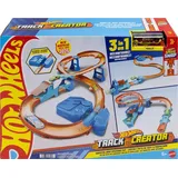 Hot Wheels Track Creator Beschleuniger-Sprung-Schnellstrecke-Set mit Spielzeugauto im Maßstab 1:64 und motorisiertem Beschleuniger,