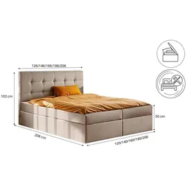 kaiser möbel Boxbett, Weiß, Holz, H2, 180x200 cm Schlafzimmer, Betten, Boxspringbetten