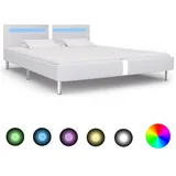 vidaXL Bettgestell mit LED Weiß Kunstleder 180×200 cm