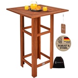 CASARIA Stehtisch Holz 110 cm Hoch 75x75 cm Eckig Massiv Rustikal Indoor Outdoor Bistrotisch Akazie 75x75x110cm