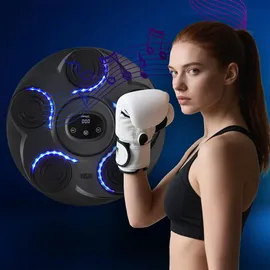 shop'n smile ideoon Fitness-Boxmaschine mit 7 Stufen & Bluetooth-Musik – Reaktions- & Koordinationstrainer, inkl. Boxhandschuhe – Für mehr Motivation