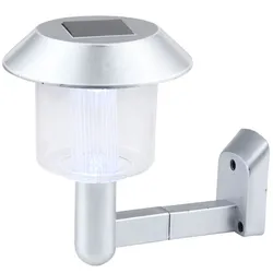 Solar-Wandleuchte silber - Energieeffiziente LED-Beleuchtung für Aussenwände mit Dämmerungssensor - Kabellos, Ni-MH 1.2V 40mAh Akku, Kaltweisslicht