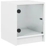 vidaXL Nachttisch mit Glastür Weiß 35x37x42 cm