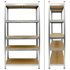ECD Germany Schwerlastregal Metall 200x100x50 cm verzinkt grau 5 MDF-Platten