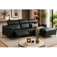 OTTO home Ecksofa LUND, L-Form, 261cm, man. o. elektr. Relaxfunktion (mit USB-A), und Kopfteilverstellung schwarz
