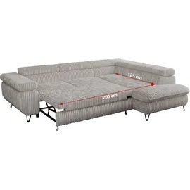 MKS Meble Eckcouch Cord 3-Sitzer Grau