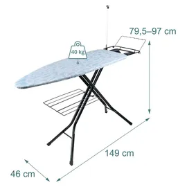 Relaxdays Bügelbrett 123 x 46 cm höhenverstellbar, klappbar, Bügelstation & Ablage, mint/weiß