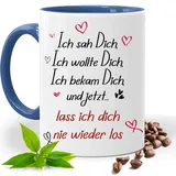 Tasse mit Liebeserklärung| Ich Sah Dich, Ich wollte Dich - Ich Liebe Dich Geschenk Idee| Kaffee Tee Bürotasse | Fototasse, Motivtasse | Kaffeetasse, Teetasse |Keramik (Blau)
