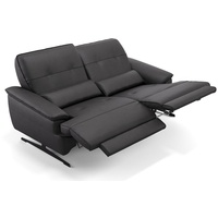 Sofanella 2-Sitzer Leder Perlo, Relaxsofa, Designsofa, Designer Couch, Italienisches Sofa, 2er Sofa schwarz