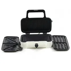 MPM 3 in 1 Sandwichmaker, austauschbare Platten, Sandwich + Waffel + Grill, Leistung 1200W