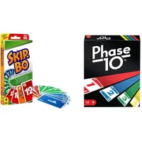 Mattel Games 52370 - Skip-BO Kartenspiel und Familienspiel geeignet für 2-6 Spieler, & FPW38 - Phase 10 , ab 7 Jahren, deutsche Version