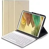 YHFZR Tastatur Hülle for Samsung Galaxy Tab A7 Lite 8.7 - (QWERTY Layout), Ultradünn Flip Entfernbar Drahtloser Keyboardständer Ledertasche für Samsung Galaxy Tab A7 Lite 8.7 SM-T225/T220 Tablet, Gold
