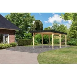 KARIBU Carport, Außenmaß BxT: 318 x 576,5 cm, naturbelassen, Holzart: Fichte - braun