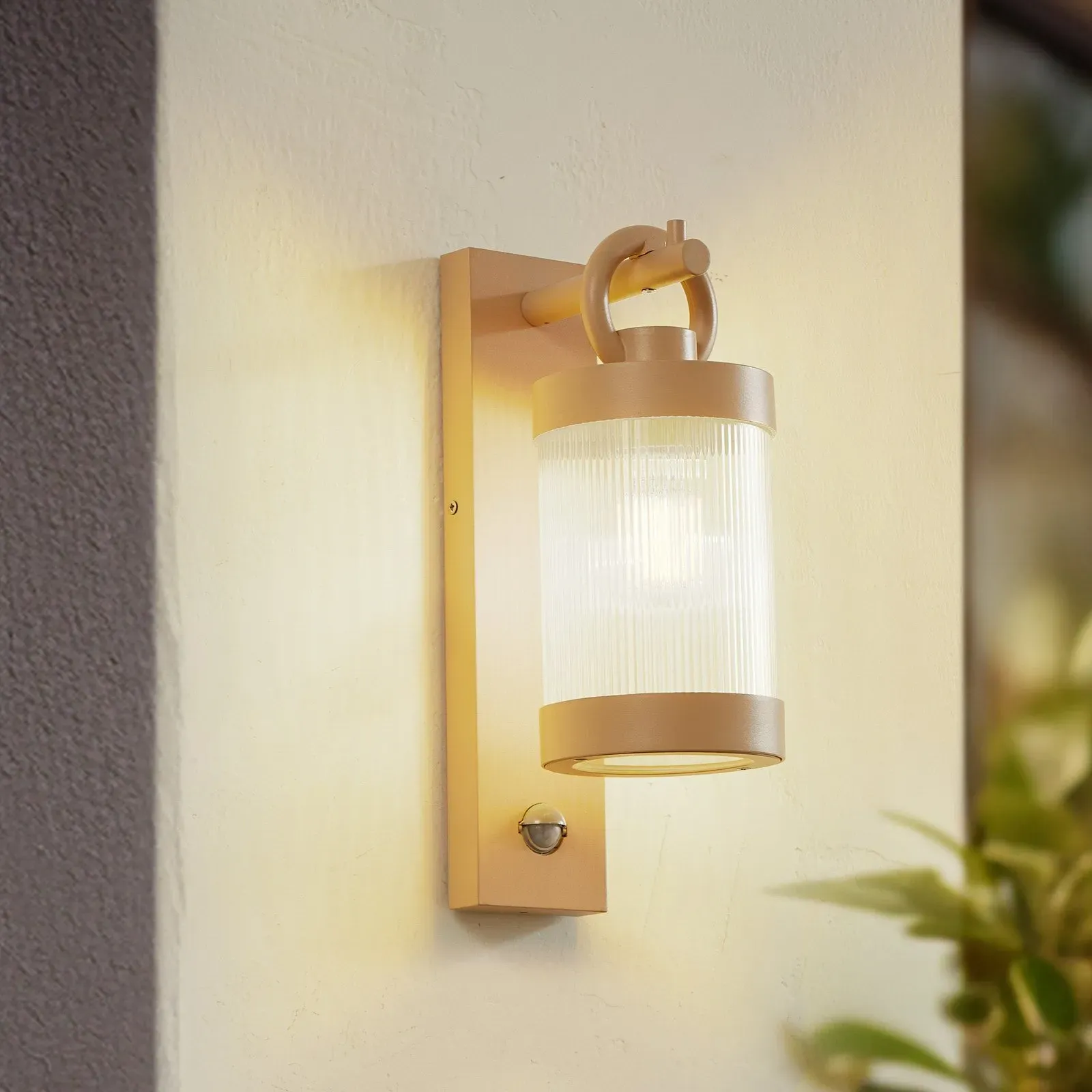 Außenleuchte Lindby, Yrene, dimmbar, Beige, für Terrasse, Aluminium, Modern - 12.6 - 35