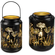 Formano 2er Set LED Tischlampen Laterne BLUMENWIESE H. 19 + 21cm schwarz Formano S25