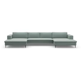 DOMO collection Wohnlandschaft DOMO COLLECTION "Modica U-Form aktuelles, kubisches Design mit 2 Recamieren, viel Platz", blau (türkis), B:438cm H:83cm T:173cm, Sofas, Wohnlandschaft, XXL, auch in Cord, Fußhöhe passend für gängige Saugroboter