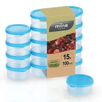 MiraHome Gefrierdosen Set 15x0,1L Durchsichtig Blau – Perfekt in der Küche zur Aufbewahrung & Organisation für Lebensmittel – Vorratsdosen mit Deckel Luftdicht – Austrian Quality