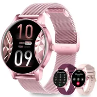 Smartwatch Damen mit Telefonfunktion, 1.27" HD Fitnessuhr Damen mit Herzfrequenz SpO2 Schlafmonitor Schrittzähler, IP68 Wasserdicht Fitness Tracker, 120+ Sportmodi Sportuhr für iOS Android Rosa