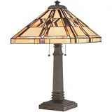 Tischleuchte Tiffany Stil Zugschalter 63,5 cm hoch Buntglas Metall Tischlampe