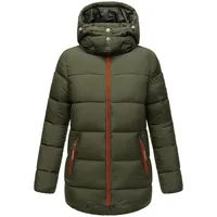 Navahoo Damen kurze Winterjacke Steppjacke warm mit abnehmbarer Kapuze Wattewölkchen Dark Olive Gr. XS - XS