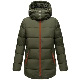 Navahoo Damen kurze Winterjacke Steppjacke warm mit abnehmbarer Kapuze Wattewölkchen Dark Olive Gr. XS - XS