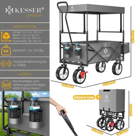 Kesser Bollerwagen faltbar mit Dach grau