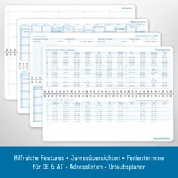 HÄFFT Tischkalender Büro&Freizeit 2026 k.blau 9958-4 128S. 29.7x11cm