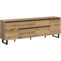 Möbel Boss Tomasa Lowboard 188x65x36 cm Evoke Oak Nachbildung/Schwarz Spanplatte