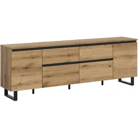 Möbel Boss Tomasa Lowboard 188x65x36 cm Evoke Oak Nachbildung/Schwarz Spanplatte