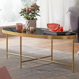 FineBuy Couchtisch FB53025 Glas schwarz oval 110 x 40 x 56 cm