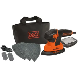 BLACK+DECKER Dreieckschleifer Mouse- Kraftvolle Schleifmaschine mit Staubfangbehälter inkl. Mikrofilter - Für das Abschleifen selbst an schwer zugänglichen Stellen - 1 x Schleifer 120 W - KA2000