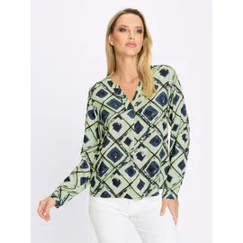 Heine Druckbluse dunkelblau/reseda 48