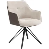 Livetastic Armlehnstuhl, Braun, Schwarz, Dunkelbraun, Metall, Textil, Sternfuß, 57x82x61 cm, Esszimmer, Stühle, Esszimmerstühle, Armlehnenstühle