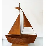 STEINFIGURENWELT GIEBEN Edelrost Schiff zum Bepflanzen 64x54cm Rost Blumentopf Segelschiff Boot Edelrost Maritime Gartendeko (Schiff 64x54cm)