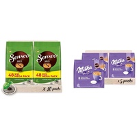 Senseo® Pads Mild - Milder Kaffee RA-zertifiziert - 10 Megapackungen XXL x 48 Kaffeepads & Milka Kakao Pads, 40 Senseo kompatible Pads, 5er Pack, 5 x 8 Getränke, 560 g