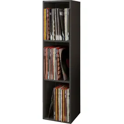 Media-Regal VCM "Holz Schallplatten LP Stand Regal Platto 3fach" Gr. 34, schwarz, B:34cm H:107cm T:30cm, Holzwerkstoff, Holz, Spanplatte, Regale