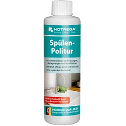 HOTREGA® Spülenpolitur, Spezialpolitur entfernt Verfleckungen, Ablagerungen und feine Kratzer, 250 ml - Flasche
