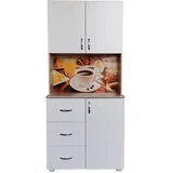 Hti-Living Küchenschrank Weiß/Sonoma Blanca Bistro 80 x 180 x 40 cm Weiß