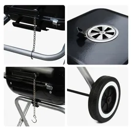 Relaxdays Holzkohlegrill mit Deckel schwarz/silber