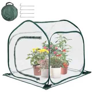 LINSOCLE Überwinterungszelt für Pflanzen, Pop Up Gewächshaus Winter, Wnterzelt für Pflanzen Frostschutz, Klein Winterschutz für Pflanzen Zelt(80x80x80cm)
