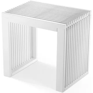 BAM BOO BOX Hocker mit Stauraum aus Bambus Weiß – Sitzhocker Holz für Bad, Flur oder Schlafzimmer – Holzhocker 45x33x43 cm – Stabiler Badezimmerhocker bis 250 kg belastbar