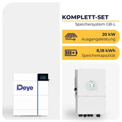 Deye Hybrid-Wechselrichter mit 2x Deye GBL | Hochvolt-Speichersystem | 3-phasig | 20 kW | 8,18 kWh