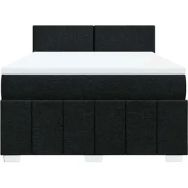 vidaXL Boxspringbett mit Matratze Schwarz 140x200 cm Stoff