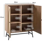 FineBuy Sideboard 80 x 103 x 39 cm Braun